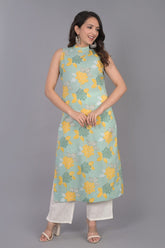 Blue Floral Printed Kurti