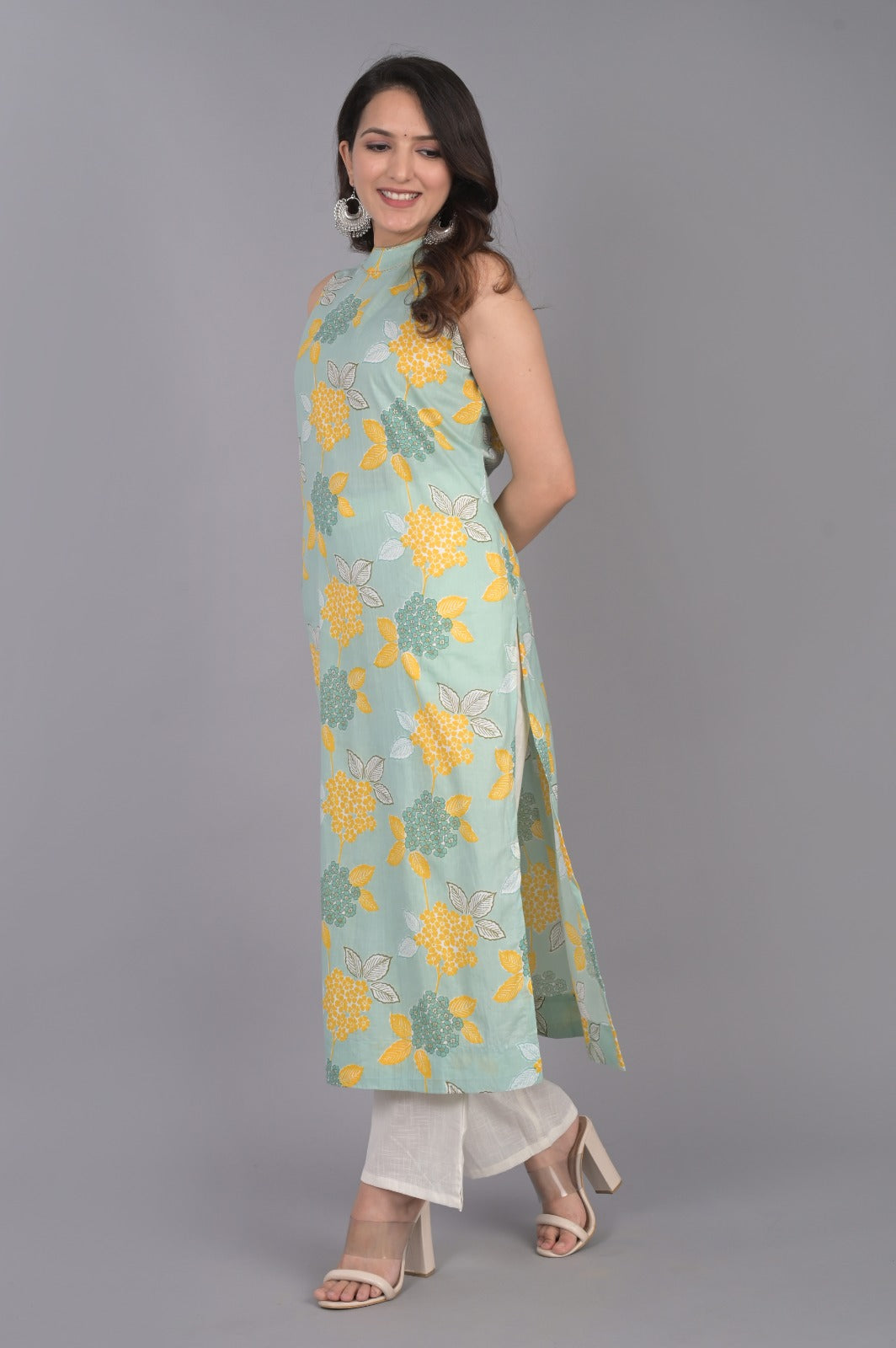 Blue Floral Printed Kurti