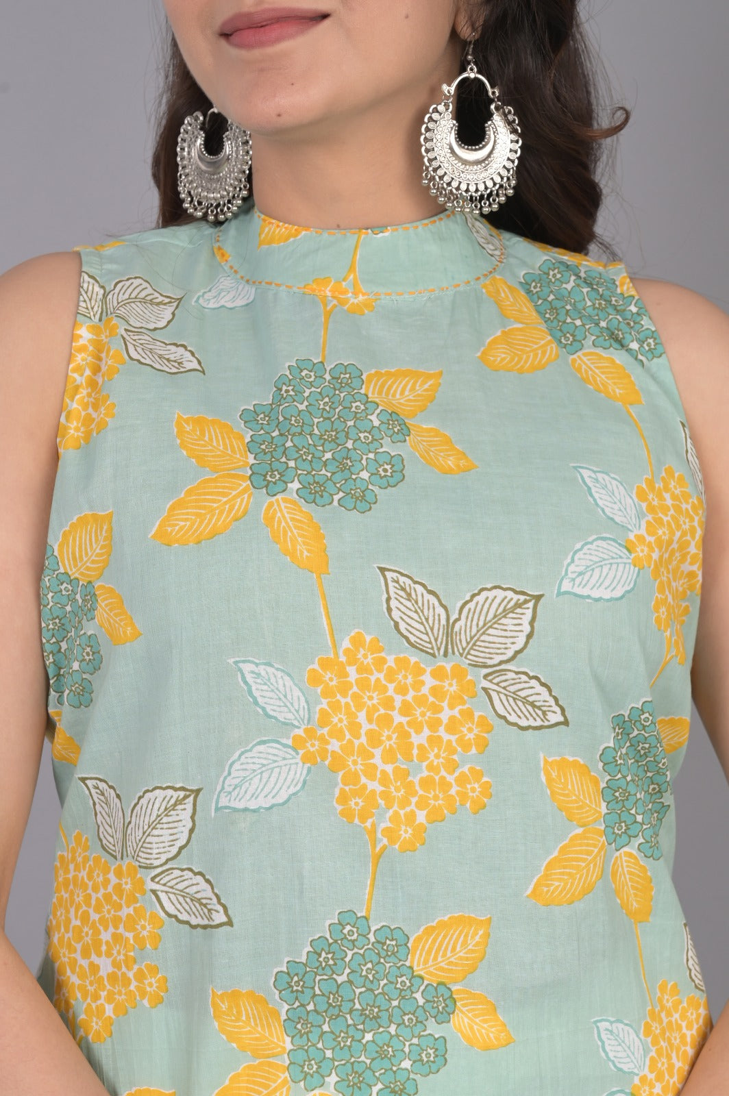 Blue Floral Printed Kurti