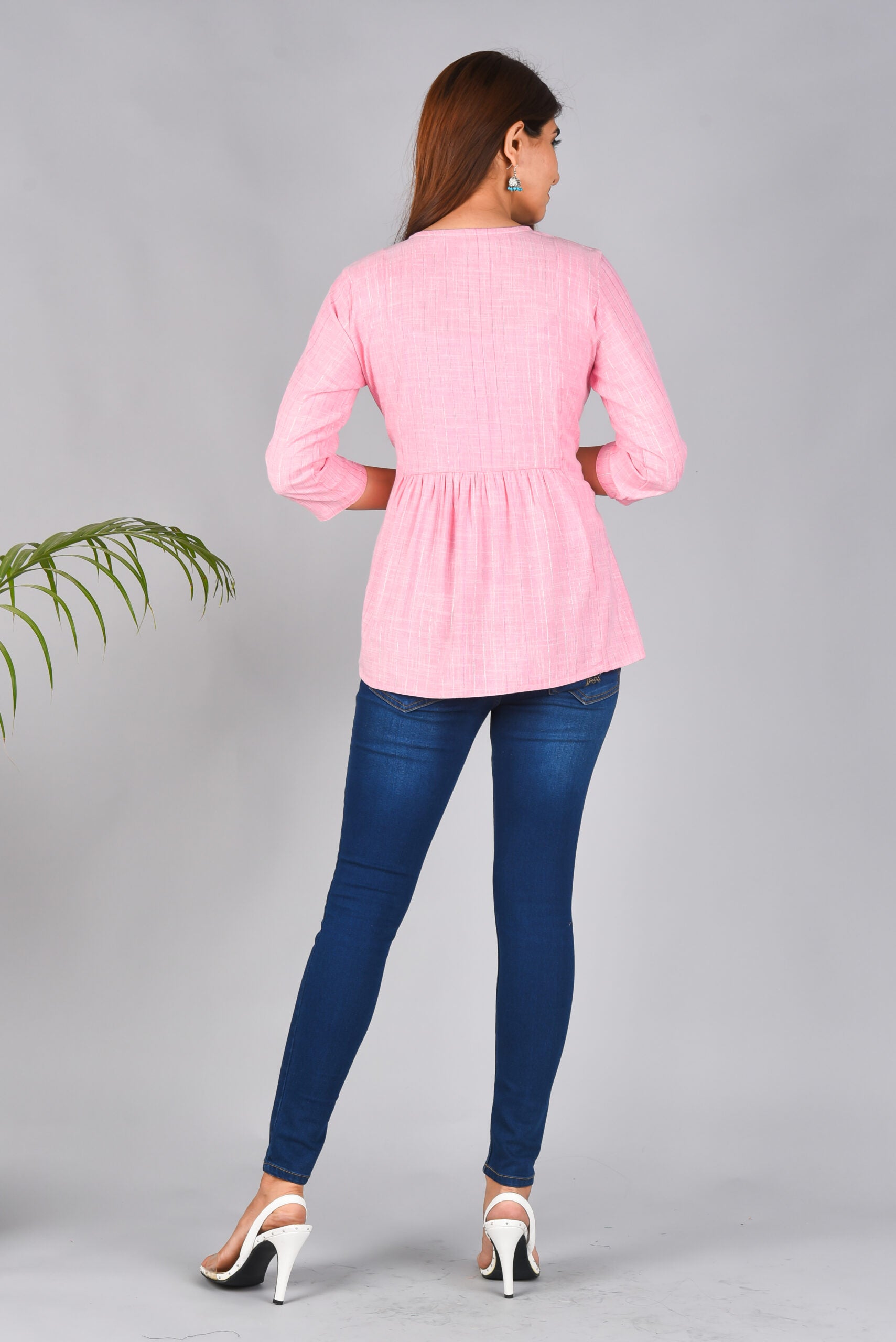 Keyhole Neck Embroidered Top