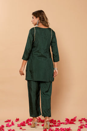 Solid muslin green co-ord set