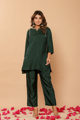 Solid muslin green co-ord set