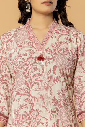 Pink Sanganeri Print Farshi Shalwar suit with Dupatta (Copy)