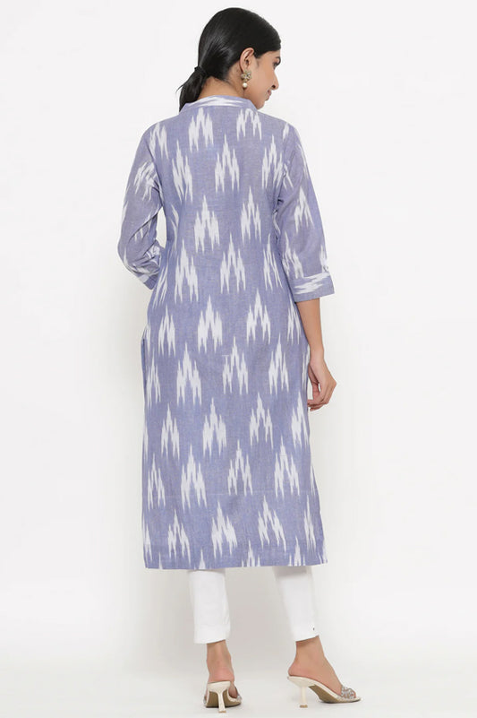 Blue Ikkat Long Kurta