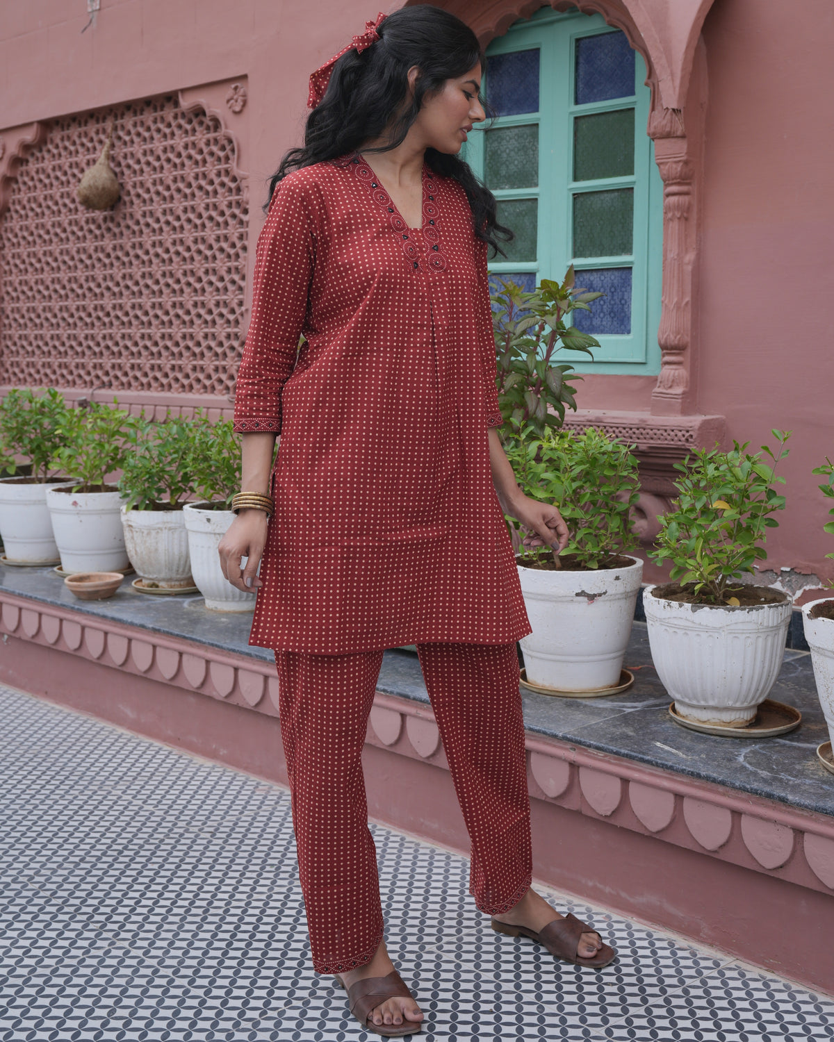 Cotton Red Polka Dot Co-Ord Set