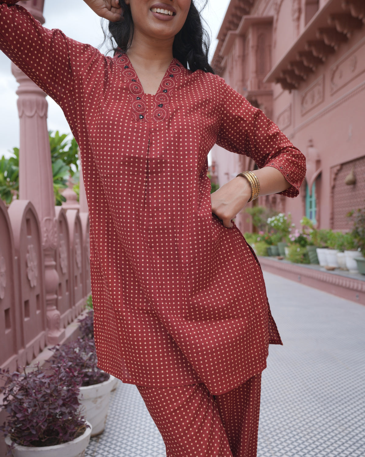 Cotton Red Polka Dot Co-Ord Set