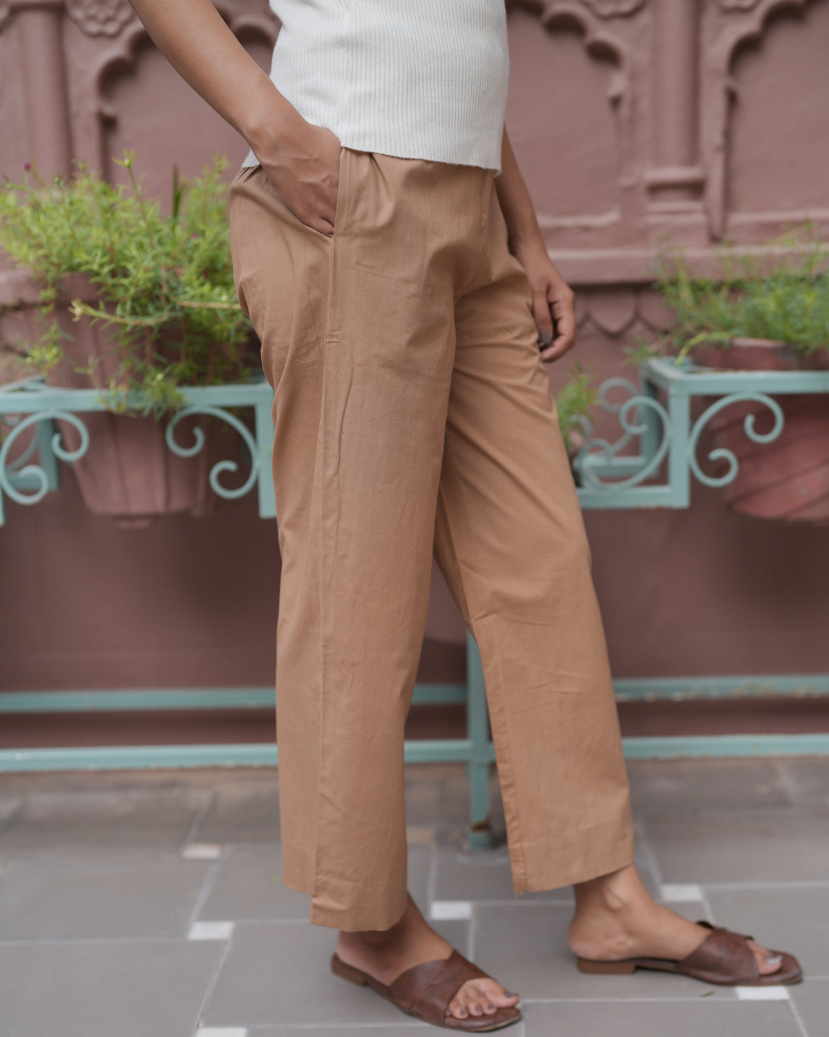 Beige Cotton Pant