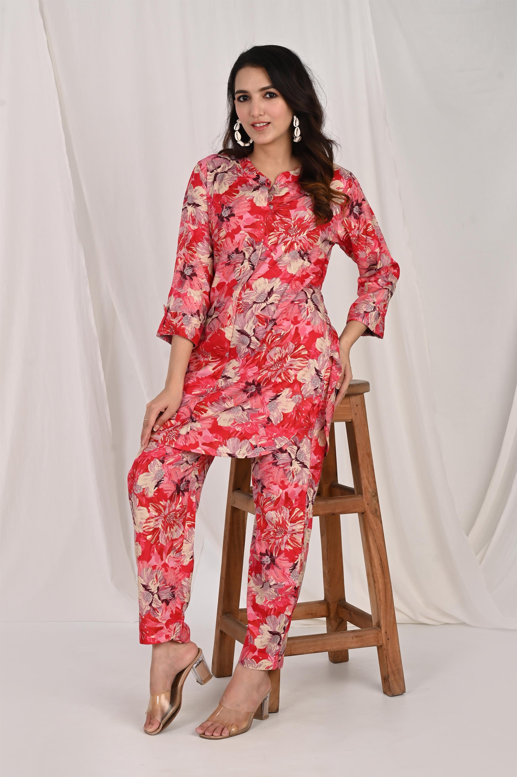Red Floral Printed Co-ord Set