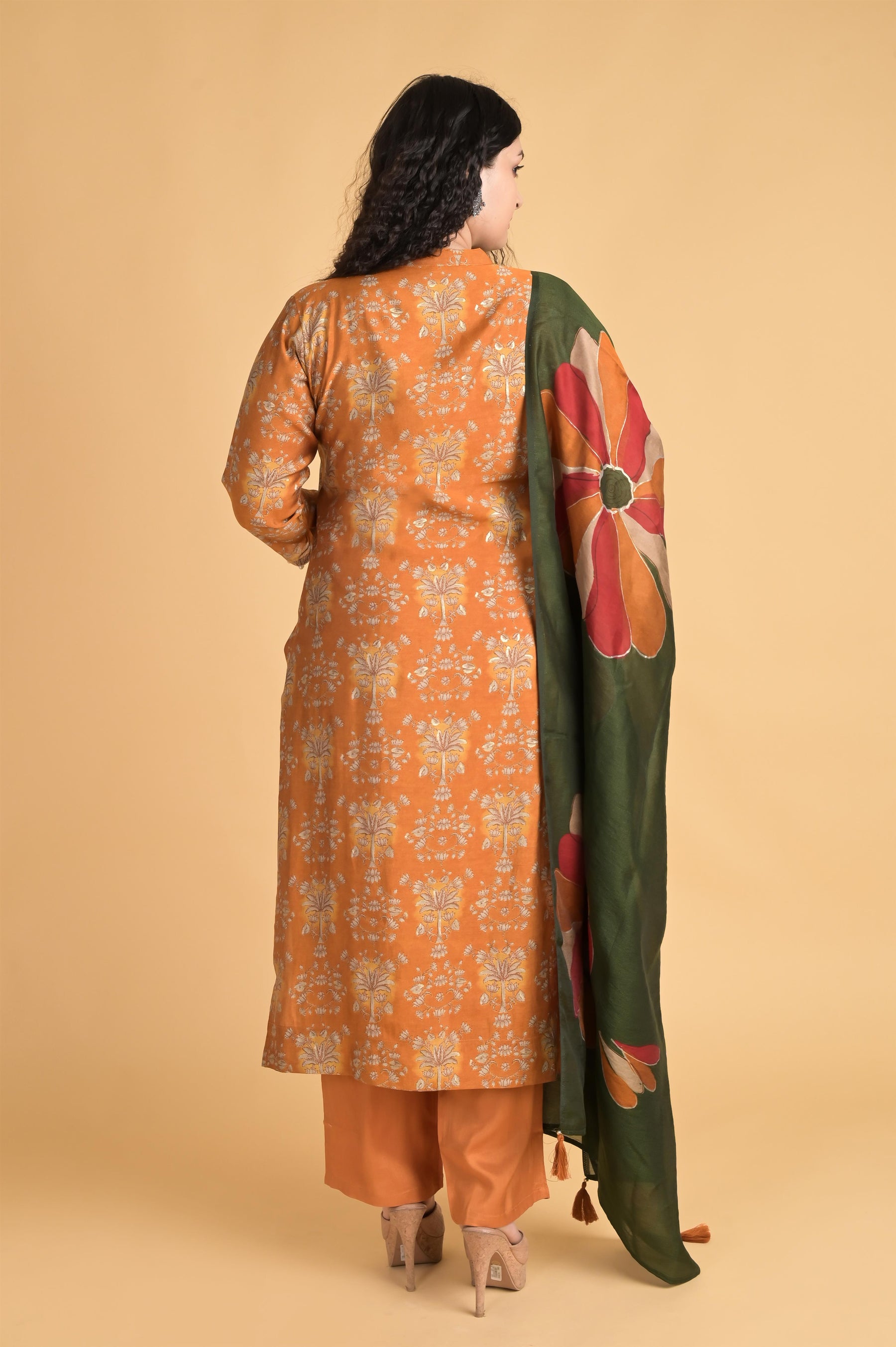 Pearl Embellished Mustard Kurta Set