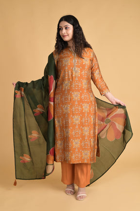 Pearl Embellished Mustard Kurta Set