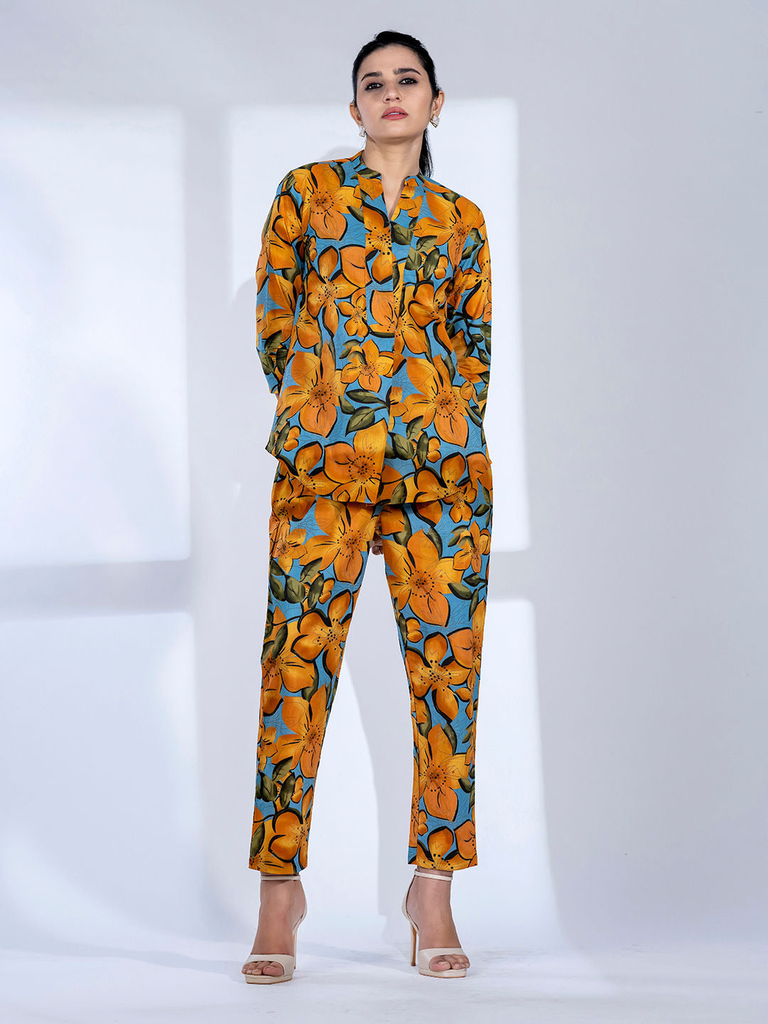 Mustard cotton floral printed co-ord set