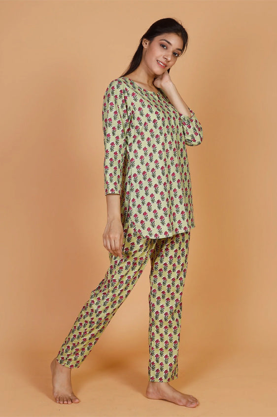 Pure Cotton Green Pyjama Set