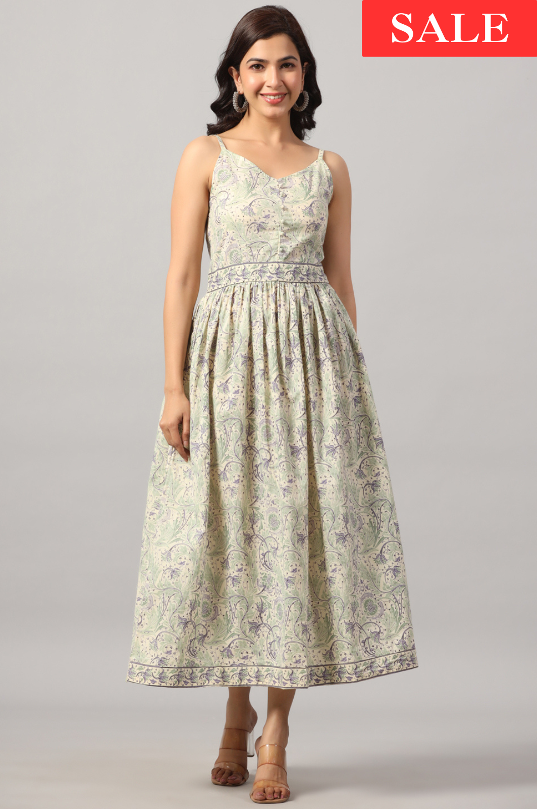 Cotton V-Neck Floral Dress