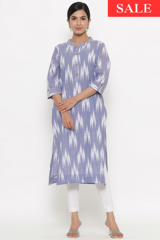 Blue Ikkat Long Kurta