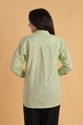Linen Blend Green Shirt