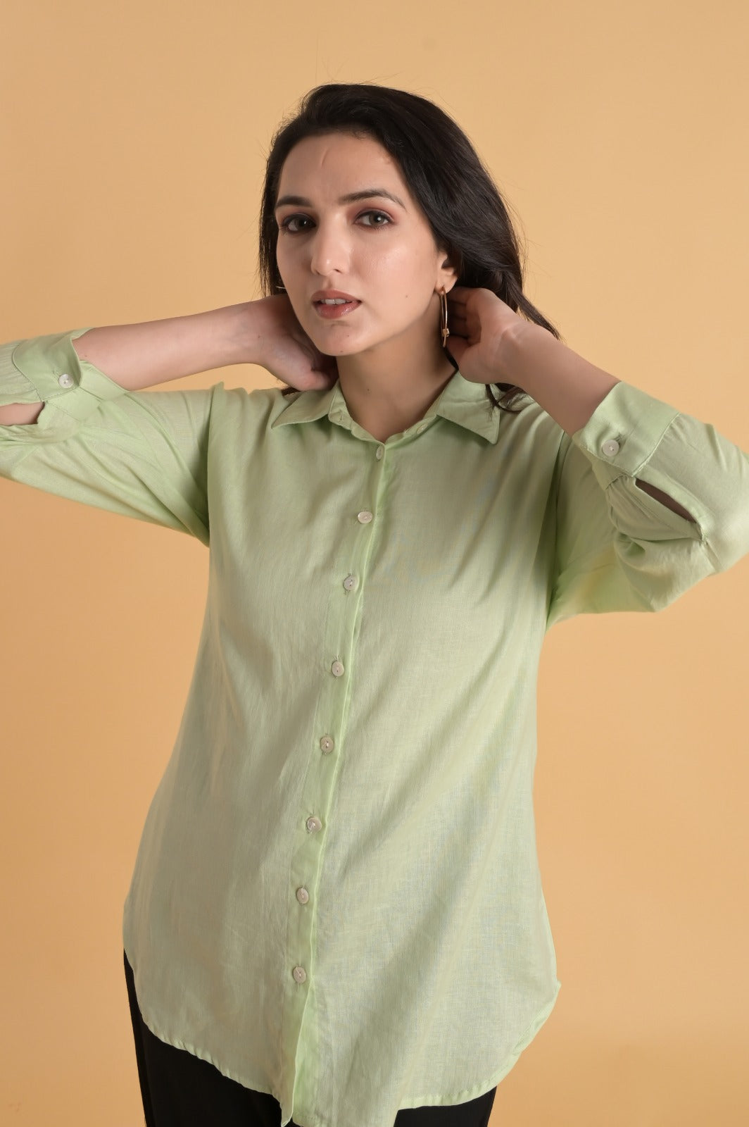 Linen Blend Green Shirt