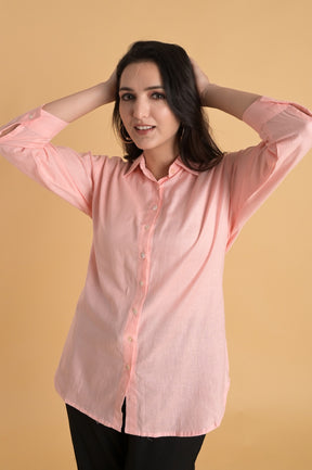 Linen Blend Pink Shirt