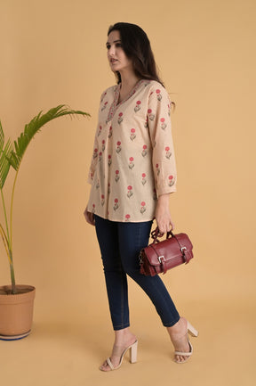 Cotton Red Floral Top