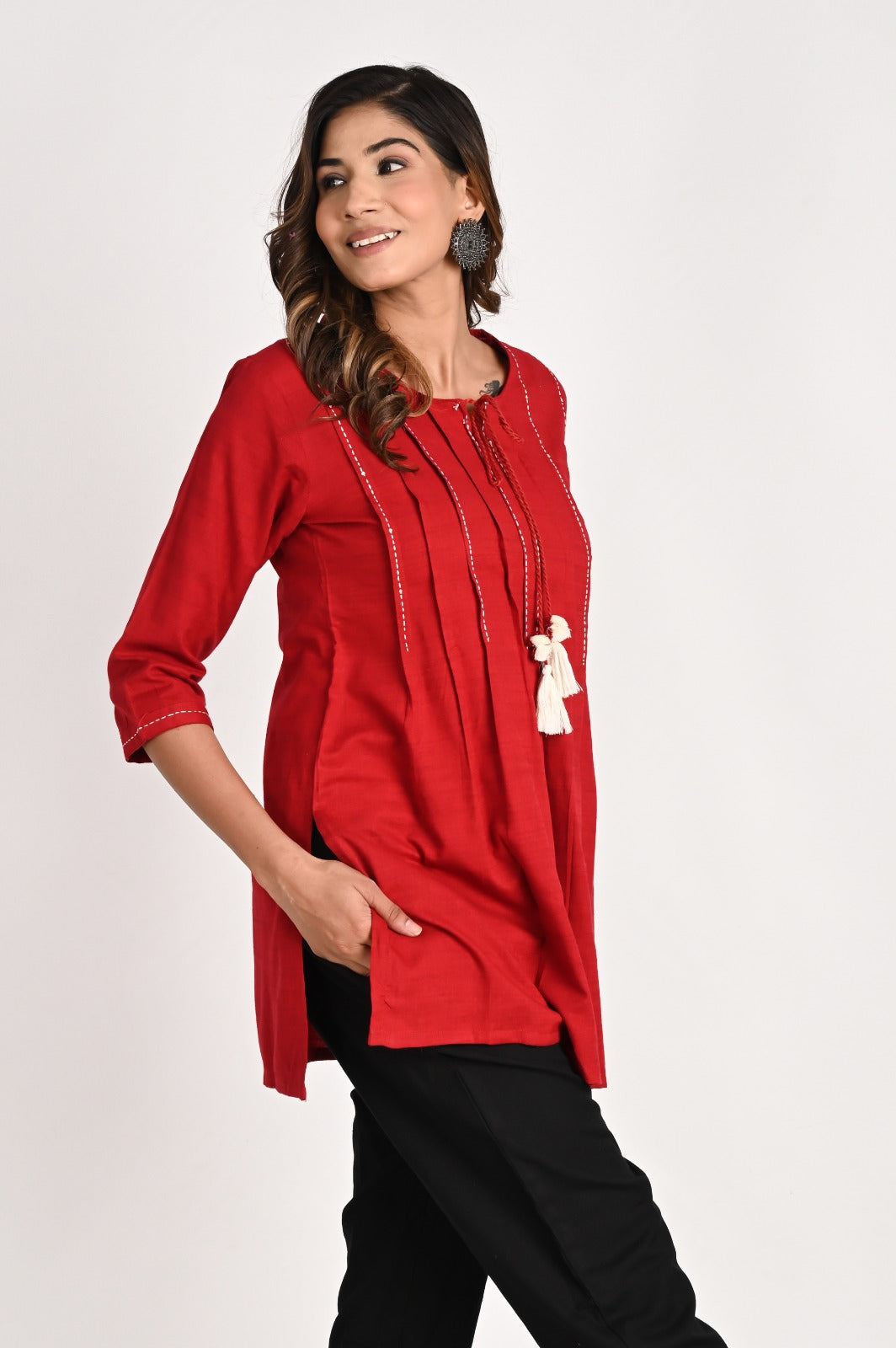 Pleated Red Top
