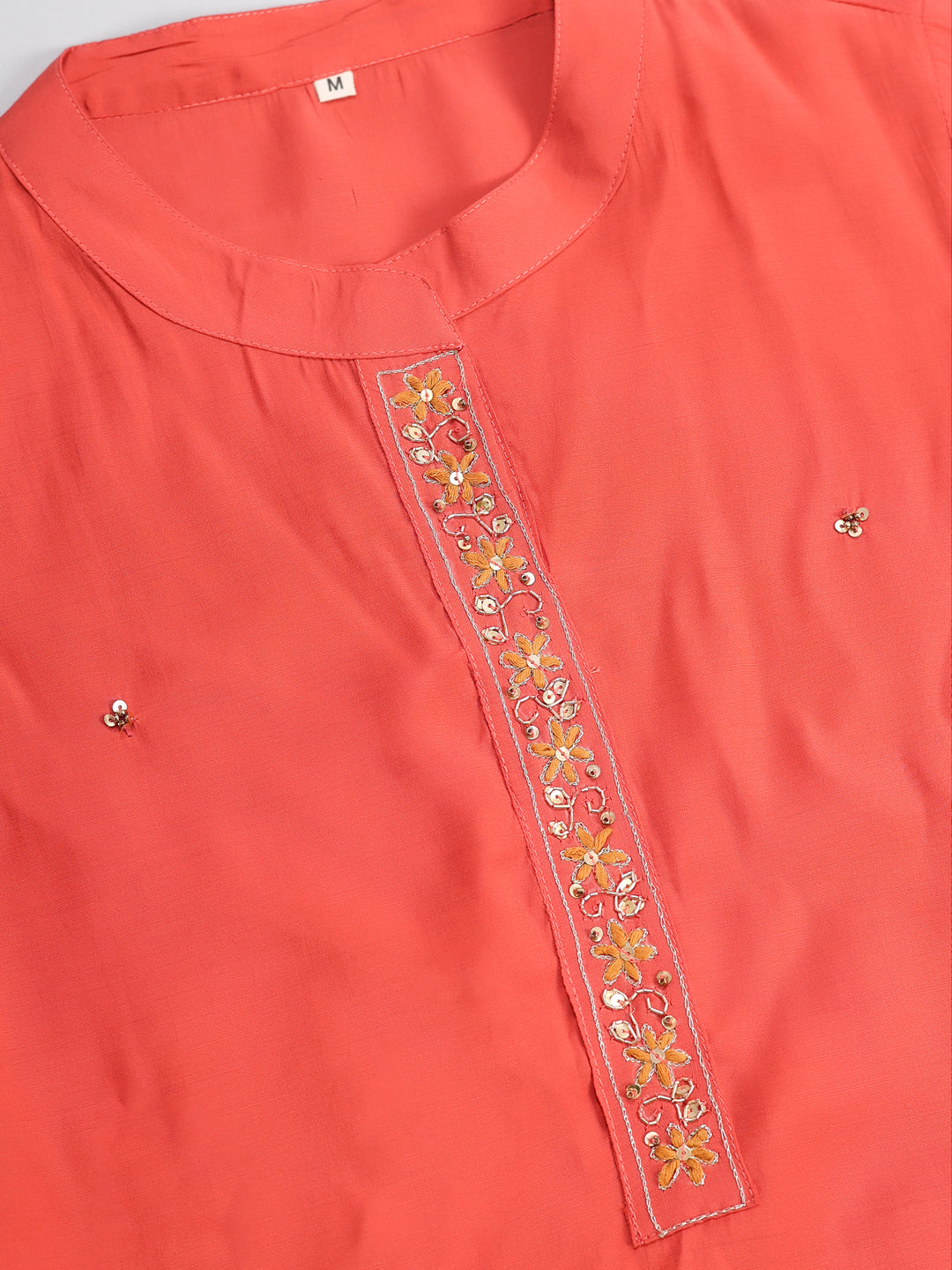Red Embroidered Muslin Kurta Set with Bandhani Printed Modal Dupatta