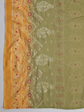 Embroidered Muslin Kurta Set with Bandhani Printed Modal Dupatta