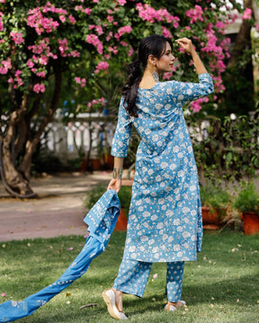 Flared Printed Dupatta Set