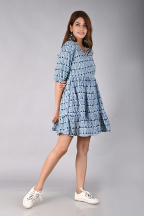 Printed Wrap Dress With Tie-Up