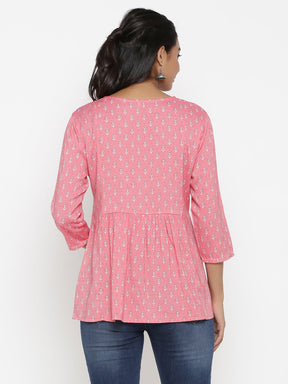 Printed Top With Floral Motifs