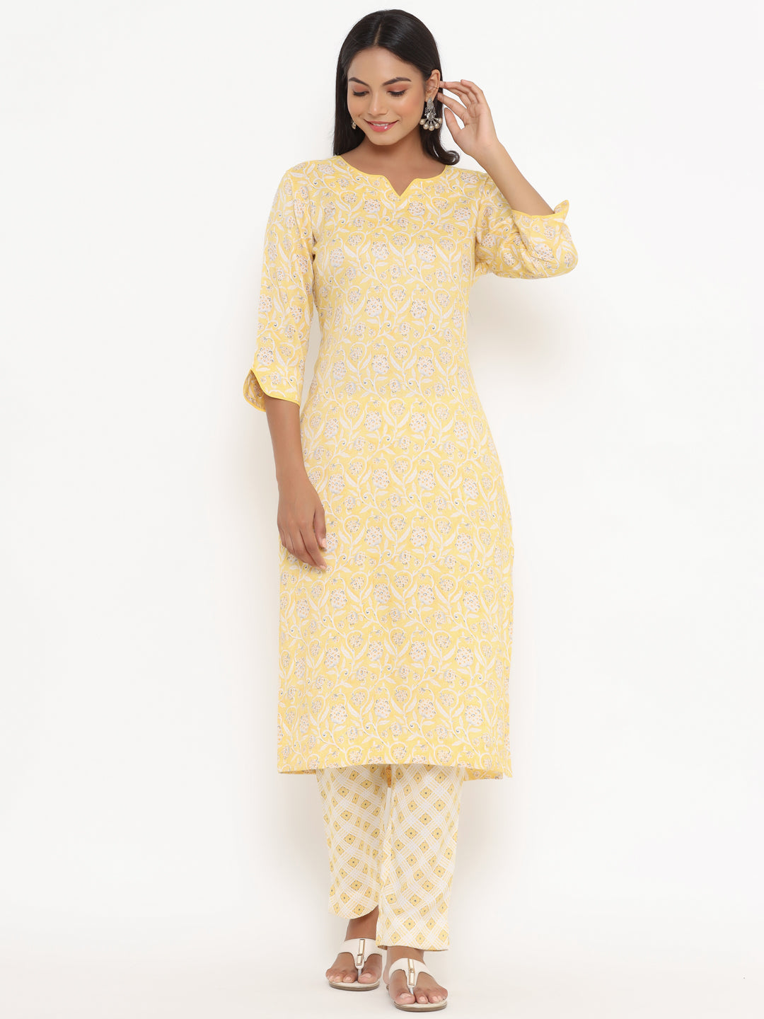 Yellow Printed Suit Set