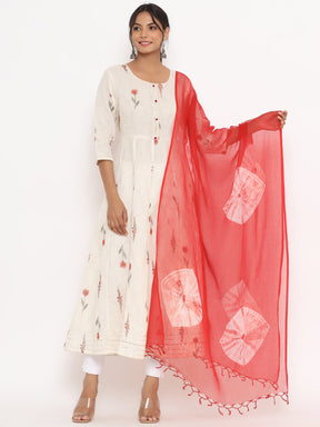 Mulmul Kurta With Tie-Dye Dupatta