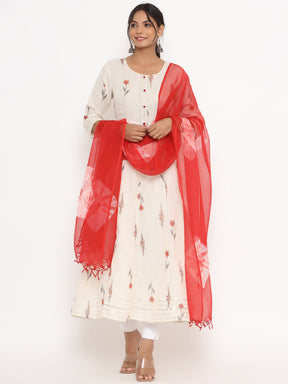 Mulmul Kurta With Tie-Dye Dupatta