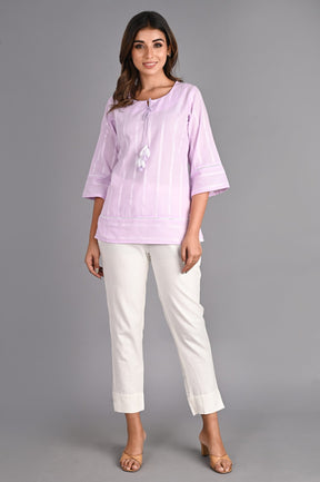 Purple Solid A-Line Top