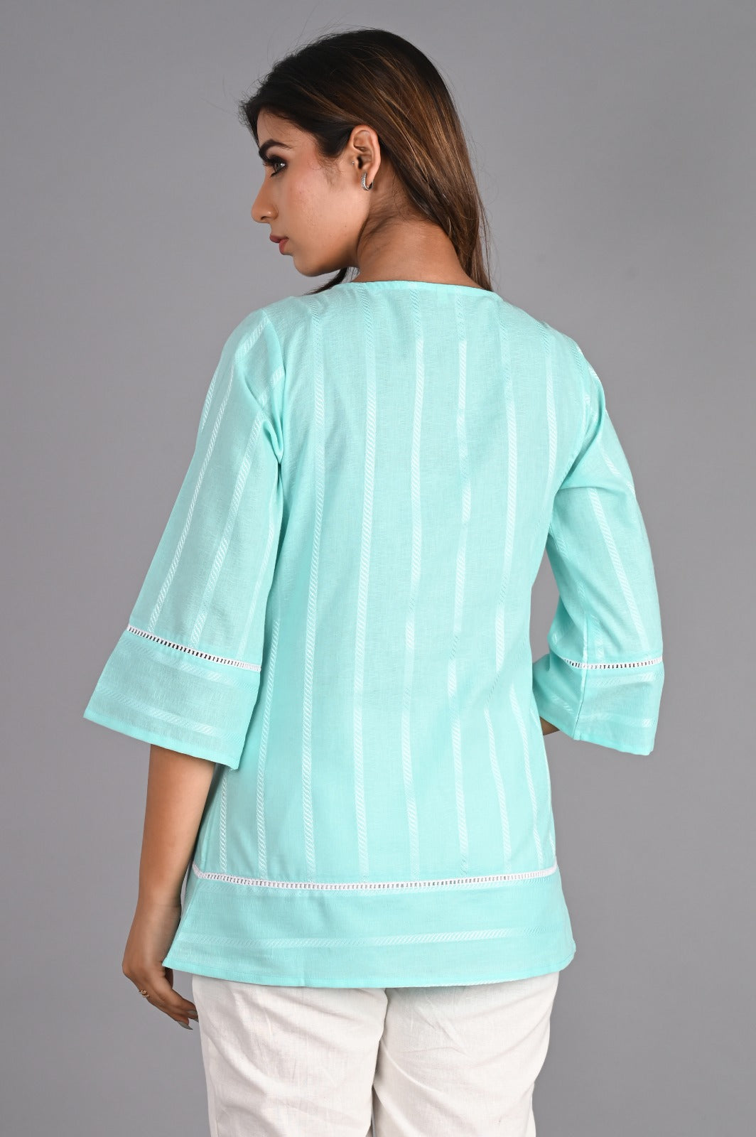 Blue Solid A-Line Top