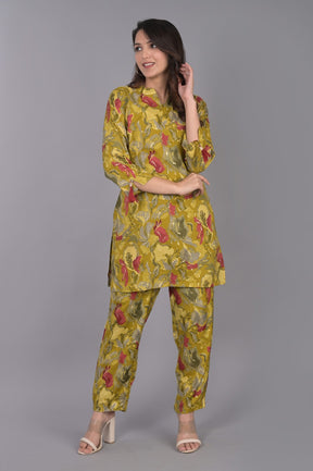 Yellow Foil Printed Floral Co-ord Set