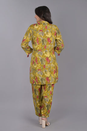 Yellow Foil Printed Floral Co-ord Set